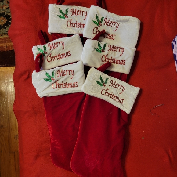 6 " Merry Christmas" Full Size Stockings - Picture 1 of 3